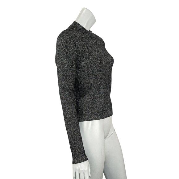 House of Harlow 1960 Gray Metallic Mock Sweater Ribbed knit Size Large - Picture 5 of 8